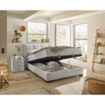 BED MET MATRAS 140 cm x 200 cm, textiel, houtmateriaal wit thumbnail 5