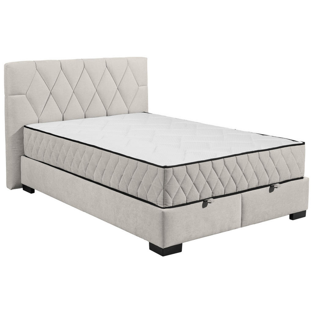 BED MET MATRAS 140 cm x 200 cm, textiel, houtmateriaal wit