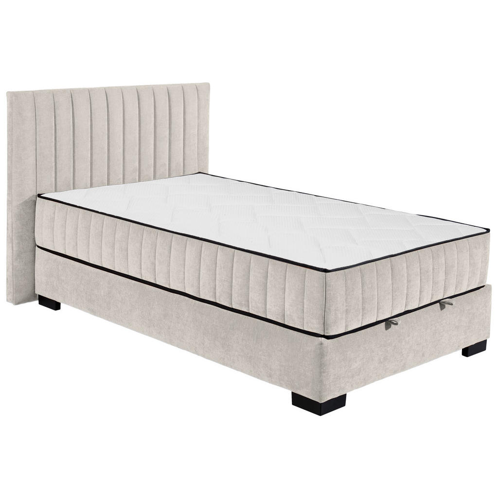 BED MET MATRAS 120 cm x 200 cm, textiel, houtmateriaal wit