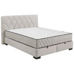 BED MET MATRAS 160 cm x 200 cm, houten materiaal, wit textiel thumbnail 1