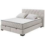 BED MET MATRAS 160 cm x 200 cm, houten materiaal, wit textiel thumbnail 3