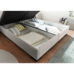 BED MET MATRAS 160 cm x 200 cm, houten materiaal, wit textiel thumbnail 5