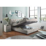 BED MET MATRAS 160 cm x 200 cm, houten materiaal, wit textiel thumbnail 7