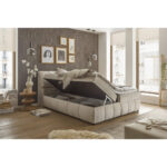 BED MET MATRAS 180 cm x 200 cm, houten materiaal, wit textiel thumbnail 3
