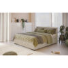 BED MET MATRAS 160 cm x 200 cm, hout, crèmekleurig textiel