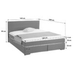 BED MET MATRAS 160 cm x 200 cm, hout, crèmekleurig textiel thumbnail 7