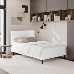 BED MET MATRAS 120 cm x 200 cm, crème textiel