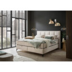 BED MET MATRAS 180 cm x 200 cm, textiel, houtmateriaal, crèmekleur thumbnail 1