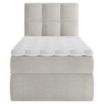 BED MET MATRAS 90 cm x 200 cm, hout, textiel, houten materiaal crèmekleur thumbnail 7