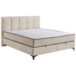 BED MET MATRAS 180 cm x 200 cm, textiel, houtmateriaal, crèmekleur thumbnail 3
