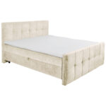 BED MET MATRAS 180 cm x 200 cm, textiel, houtmateriaal, crèmekleur thumbnail 1