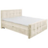 BED MET MATRAS 160 cm x 200 cm, textiel, houtmateriaal, crèmekleur