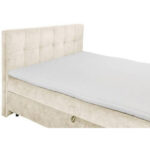 BED MET MATRAS 160 cm x 200 cm, textiel, houtmateriaal, crèmekleur thumbnail 3