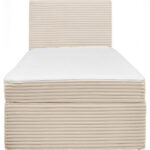 BED MET MATRAS 100 cm x 200 cm, hout, wit textiel thumbnail 4