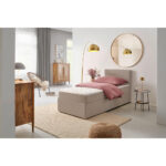 BED MET MATRAS 90 cm x 200 cm, gebakken kleur textiel thumbnail 1