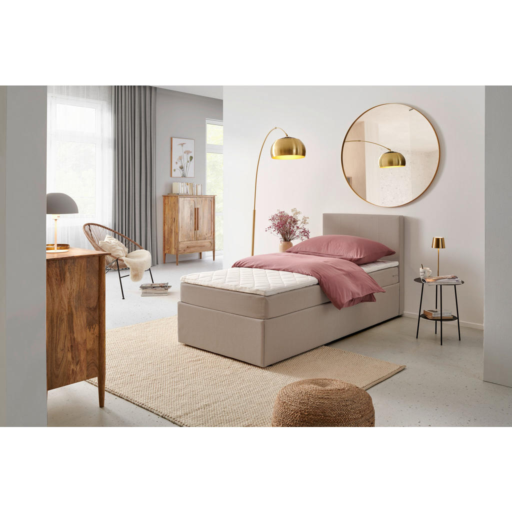 BED MET MATRAS 90 cm x 200 cm, gebakken kleur textiel