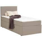 BED MET MATRAS 90 cm x 200 cm, gebakken kleur textiel thumbnail 2