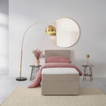 BED MET MATRAS 90 cm x 200 cm, gebakken kleur textiel thumbnail 3