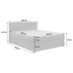 BED MET MATRAS 200 cm x 200 cm, bruin textiel thumbnail 3