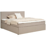 BED MET MATRAS 160 cm x 200 cm, bruin textiel thumbnail 2