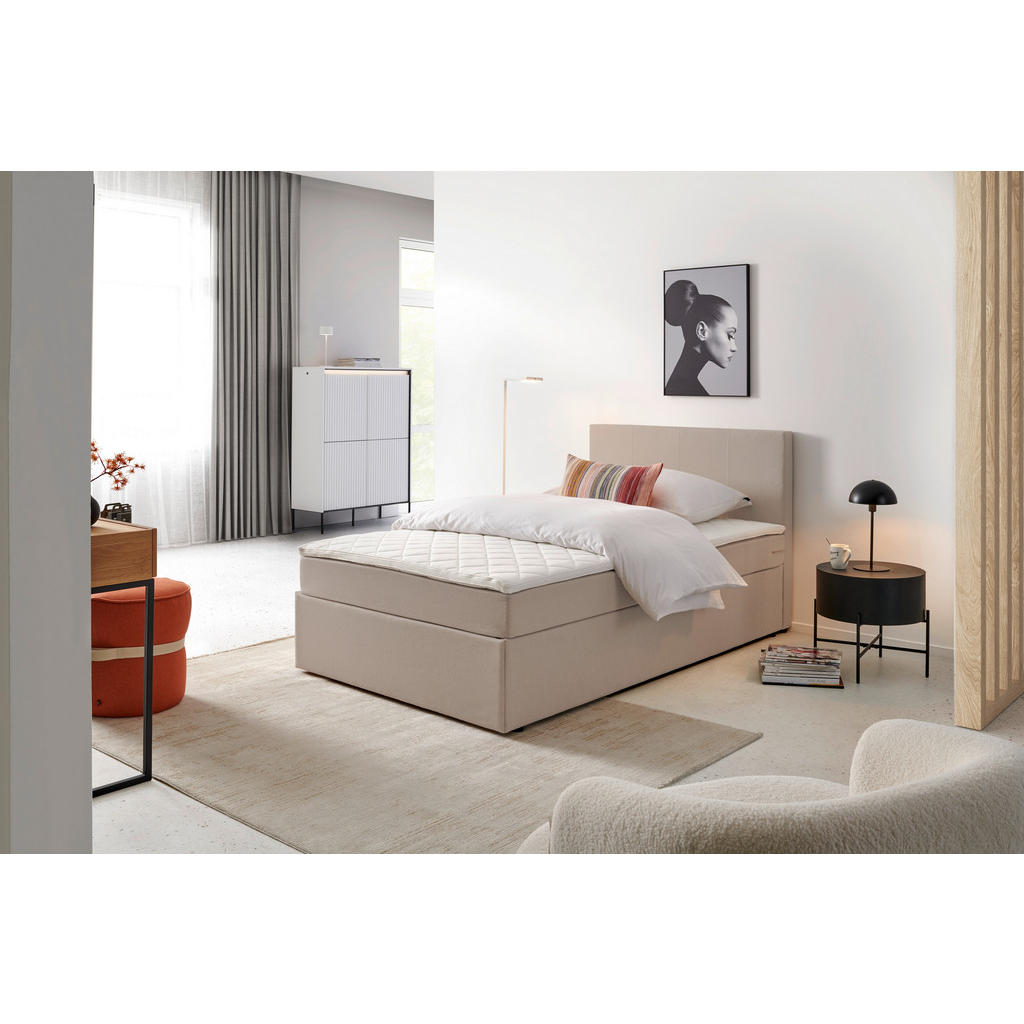 BED MET MATRAS 120 cm x 200 cm, gebakken textiel