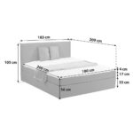 BED MET MATRAS 180 cm x 200 cm, hout, textiel, houtmateriaal grijs thumbnail 3