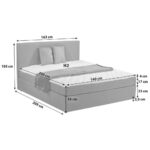 BED MET MATRAS 160 cm x 200 cm, hout, textiel, houtmateriaal grijs thumbnail 3