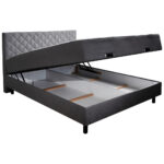 BED MET MATRAS 160 cm x 200 cm, hout, grijs textiel thumbnail 2