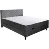 BED MET MATRAS 160 cm x 200 cm, hout, grijs textiel