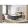 BED MET MATRAS 120 cm x 200 cm, hout, houtmateriaal, textiel grijs