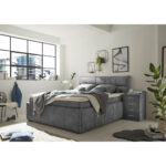 BED MET MATRAS 180 cm x 200 cm, grijs textiel thumbnail 2