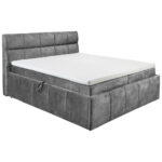 BED MET MATRAS 180 cm x 200 cm, grijs textiel thumbnail 1