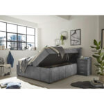 BED MET MATRAS 180 cm x 200 cm, grijs textiel thumbnail 3