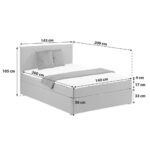 BED MET MATRAS 140 cm x 200 cm, hout, textiel, houtmateriaal grijs thumbnail 4