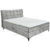 BED MET MATRAS 182 cm x 210 cm, textiel, materiaal hout grijs