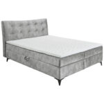 BED MET MATRAS 182 cm x 210 cm, textiel, materiaal hout grijs thumbnail 1