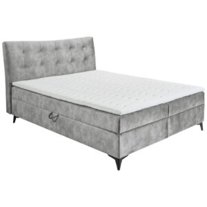 BED MET MATRAS 182 cm x 210 cm, textiel, materiaal hout grijs