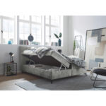 BED MET MATRAS 182 cm x 210 cm, textiel, materiaal hout grijs thumbnail 2