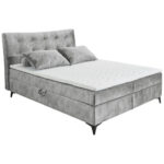 BED MET MATRAS 182 cm x 210 cm, textiel, materiaal hout grijs thumbnail 5