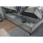BED MET MATRAS 182 cm x 210 cm, textiel, materiaal hout grijs thumbnail 6