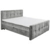 BED MET MATRAS 160 cm x 200 cm, textiel, materiaal hout grijs
