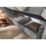 BED MET MATRAS 160 cm x 200 cm, textiel, materiaal hout grijs thumbnail 4