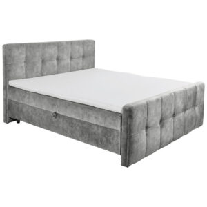 BED MET MATRAS 180 cm x 200 cm, textiel, materiaal hout grijs