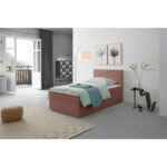 BED MET MATRAS 100 cm x 200 cm, hout, textiel antiekroze thumbnail 3
