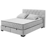 BED MET MATRAS 160 cm x 200 cm, textiel, materiaal hout lichtgrijs thumbnail 5