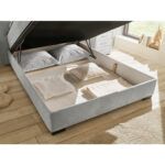 BED MET MATRAS 140 cm x 200 cm, textiel, materiaal hout lichtgrijs thumbnail 6