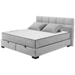BED MET MATRAS 180 cm x 200 cm, textiel, materiaal hout lichtgrijs thumbnail 5