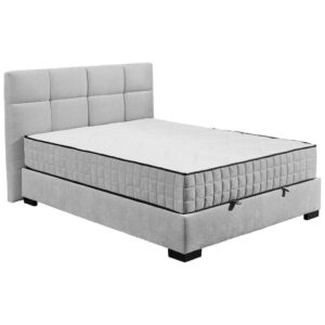 BED MET MATRAS 120 cm x 200 cm, textiel, materiaal hout lichtgrijs
