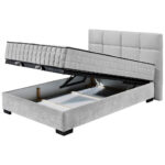 BED MET MATRAS 120 cm x 200 cm, textiel, materiaal hout lichtgrijs thumbnail 3