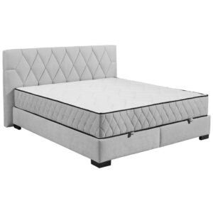 BED MET MATRAS 180 cm x 200 cm, textiel, materiaal hout lichtgrijs